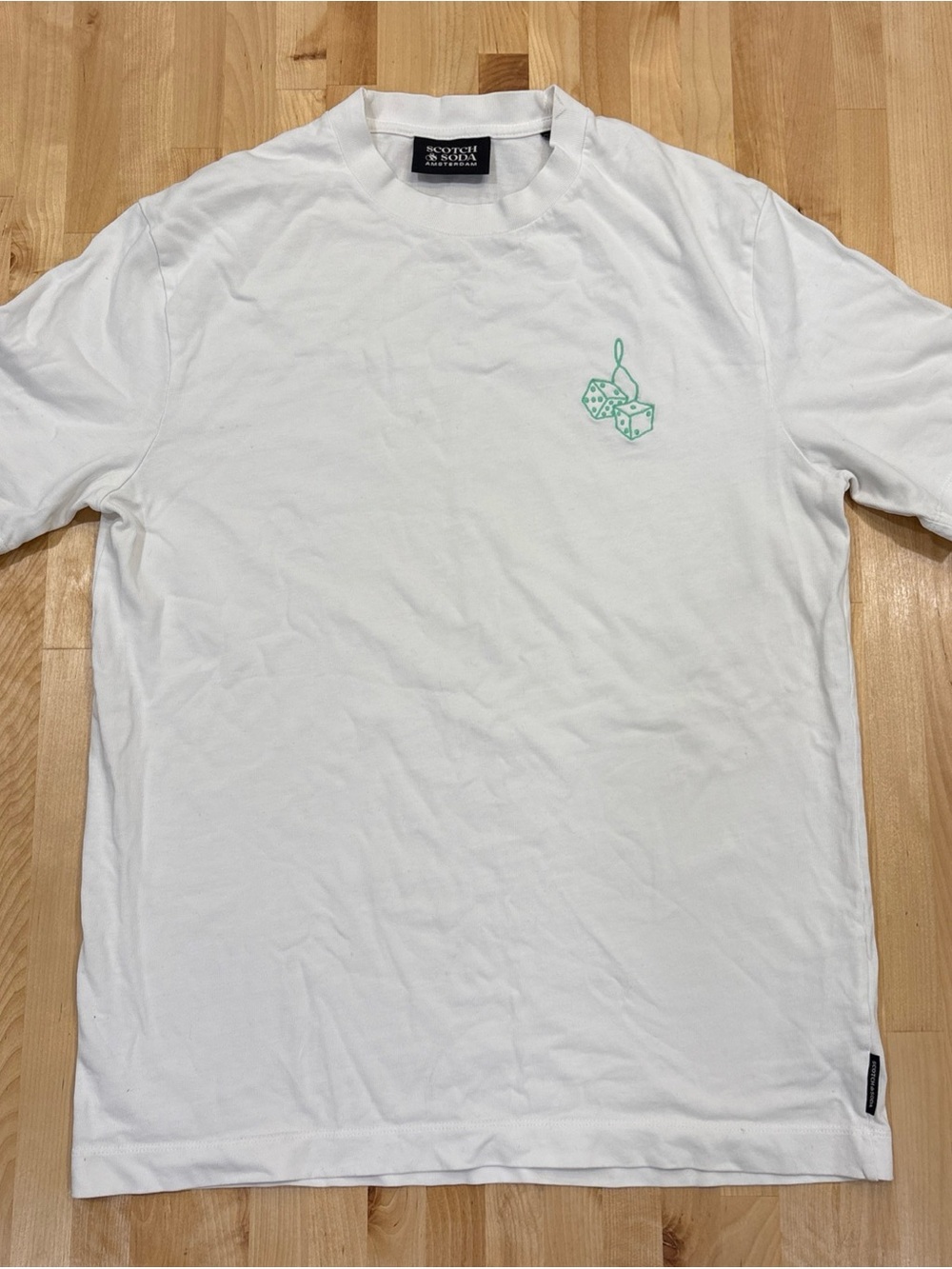 SCOTCH & SODA White w/Green Dice Road To Fortune Tshirt size S